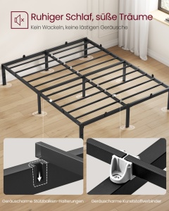 Cadru de pat Vasagle, Conner, Negru, 200x140x35.6 cm - Img 2