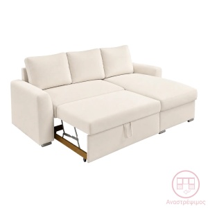 Canapea extensibila Belle, Ecru, 236x164x88 cm - Img 2