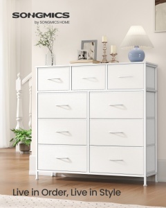 Comoda cu sertare, Bellah, Songmics, Alb, 98.8x30x95.2 cm - Img 2