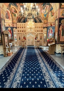 Covor biserica Traversa, Lotos, Albastru, 120x1000 cm, Delta 15033 810