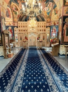 Covor biserica Traversa, Lotos, Albastru, 80x2300 cm, Delta 15033 810