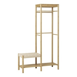 Cuier cu banca Ember, Natural, 95x36x165 cm - Img 4