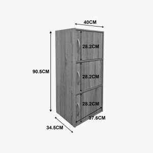 Dulap cu 3 usi, Soline, Gri deschis, 34.5x40x90.5 cm - Img 4