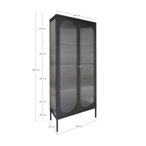 Dulap vitrina Adelaide, Negru, 35x80x180 cm - Img 2