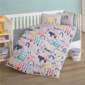 Lenjerie Patut Bebe Big City Albastru (Bumbac 100%)
