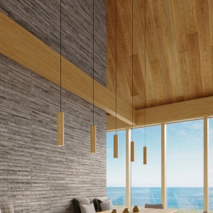Lustra suspendata Lino din lemn, Natural 45x6x90 cm - Img 6