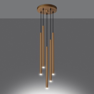 Lustra suspendata Pastelo Auriu 25x25x110 cm - Img 3