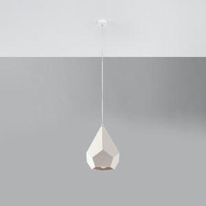 Lustra suspendata Pavlus din ceramica Alb 25x25x135 cm - Img 2