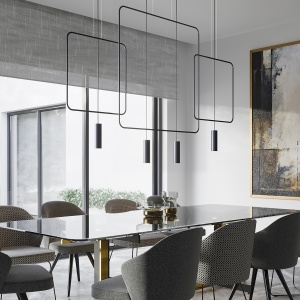 Lustra suspendata Rana Negru 61x6x175 cm - Img 5