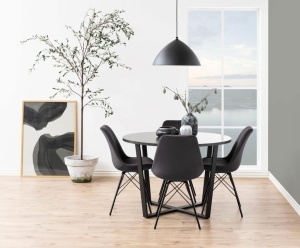 Masa dining Amble, Negru, 75x110x110 cm - Img 2