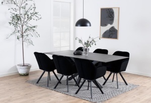 Masa dining Heaven, Negru, 75.5x200x100 cm - Img 3