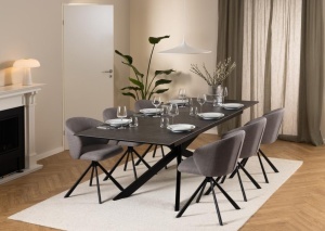 Masa dining Irwine, Negru, 76x240x100 cm - Img 5