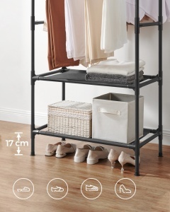 Modular σταντ ρούχων Songmics Μαύρο 83x45x157 cm - Img 4
