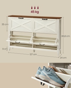 Pantofar, Liry, Vasagle, Crem, 127x24x87.8 cm - Img 4