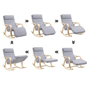 Scaun balansoar, Songmics, Gri, 116x67x88 cm - Img 6