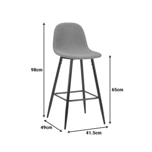Scaun de bar Bella, Gri, 41.5x49x98 cm - Img 5