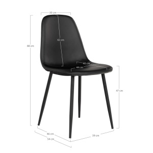 Scaun dining Stockholm, Negru, 54x44x88 cm - Img 3