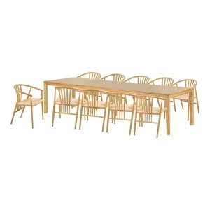 Set 11 piese Masa dining si scaune Bowen, Natural, 320x78 cm - Img 4