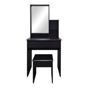 Set 2 bucati Masa de machiaj cu taburet, Larnia, Wenge, 40x65x142 cm - Img 3