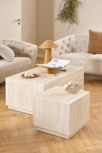 Set 2 piese Masute de cafea Dice, Bej, 42x100x60 cm - Img 2