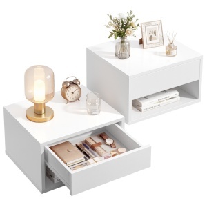 Set 2 piese Noptiere Kailyn, Alb, 40x35x23 cm