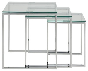 Set 3 piese Masute de cafea stivuibile Katrine, Transparent, 55x50x50 cm - Img 5