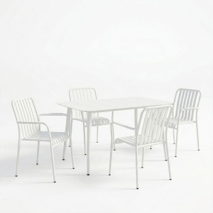 Set 5 masa si scaune gradina, Heven Vista, Alb, 70x120x72 cm - Img 2