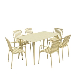 Set 7 masa si scaune gradina, Heven Vista, Champagne, 70x120x72 cm - Img 2