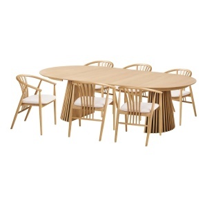 Set 7 piese Masa dining si scaune Osaka, Nuc natural, 120x120x78 cm - Img 4