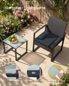 Set de gradina 3 buc, Funland, Songmics, Negru, 57.5x53x76 cm - Img 4