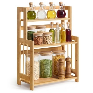 Suport pentru condimente, Bambou, Songmics, Natural, 41x18.6x53.5 cm