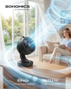 Ventilator, Island, Songmics, Negru, 25x26x38.4 cm