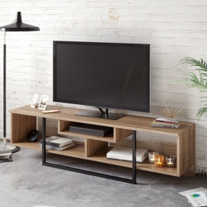 Έπιπλο TV Asal (150) - Walnut, Μαύρο