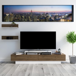 Έπιπλο TV Lusi-Λευκό, Walnut