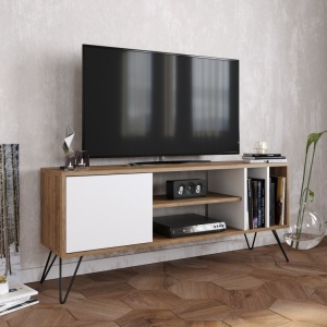 Έπιπλο TV Mistico Walnut-Μαύρο-Λευκό