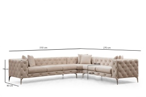 Αριστερός Γωνιακός Καναπές Como Εκρού 310x70x270 cm - Img 6