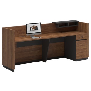 Γραφείο υποδοχής Oscar καρυδί - ανθρακί 180x65x76 cm