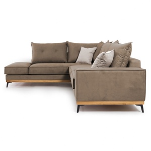 Δεξιός Γωνιακός Καναπές Luxury II Mocha - Κρεμ - Μαύρο 290x235x90 cm - Img 3