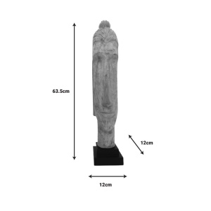 Διακοσμητικό άγαλμα Buddha Dran bust ξύλο μάνγκο φυσικό 12x12x63.5 cm - Img 2