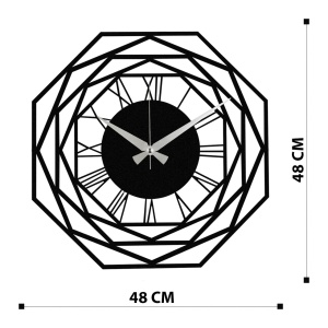 Διακοσμητικό Μεταλλικό Ρολόι Τοίχου Enzoclock Μαύρο 48x48 cm - Img 6