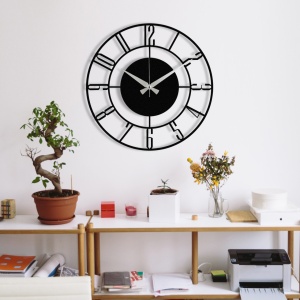 Διακοσμητικό Μεταλλικό Ρολόι Τοίχου Enzoclock Μαύρο 48x48 cm - Img 3