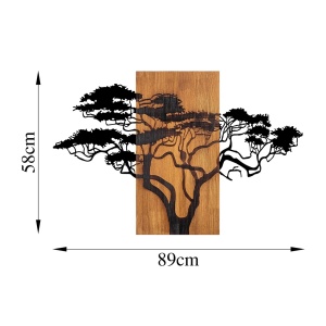 Διακοσμητικό Τοίχου από Ξύλο και Μέταλλο Acacia Tree, Καρυδί, 90x58 cm - Img 7