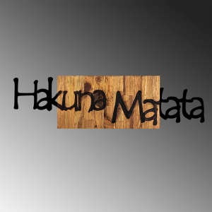 Διακοσμητικό Τοίχου από Ξύλο και Μέταλλο Hakuna Matata 4, Μαύρο, 108x3x30 cm - Img 5