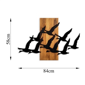 Διακοσμητικό Τοίχου από Ξύλο και Μέταλλο Migrant Birds, Καρυδί, 58x84 cm - Img 6