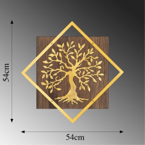Διακοσμητικό Τοίχου από Ξύλο και Μέταλλο Tree V2, Καρυδί, 54x54 cm - Img 6