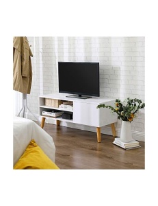 Έπιπλο τηλεόρασης, Vasagle, LTV09WT, Λευκό, 110 x 40 x 49 cm - Img 2