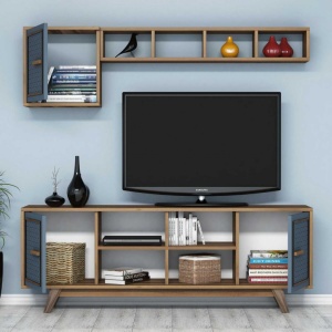 Έπιπλο TV Ayla-Walnut, Blue - Img 2