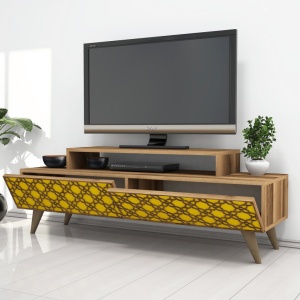 Έπιπλο TV City-Walnut, Yellow - Img 2