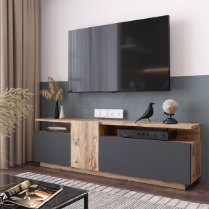 Έπιπλο TV Elana Sonoma-Ανθρακί 150x29.5x46.3cm - Img 4