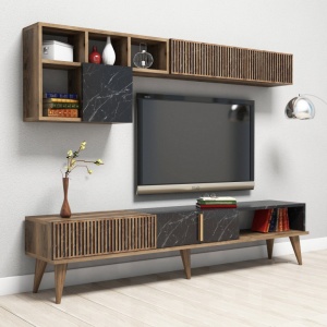 Έπιπλο TV Milan-Walnut, Μαύρο - Img 4